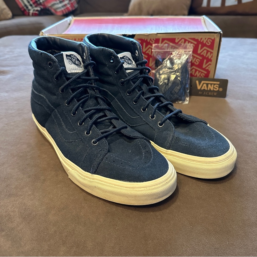 Vans Sk8 Hi Reissue X J Crew Indigo Suede Navy Blue High Top Skateboarding